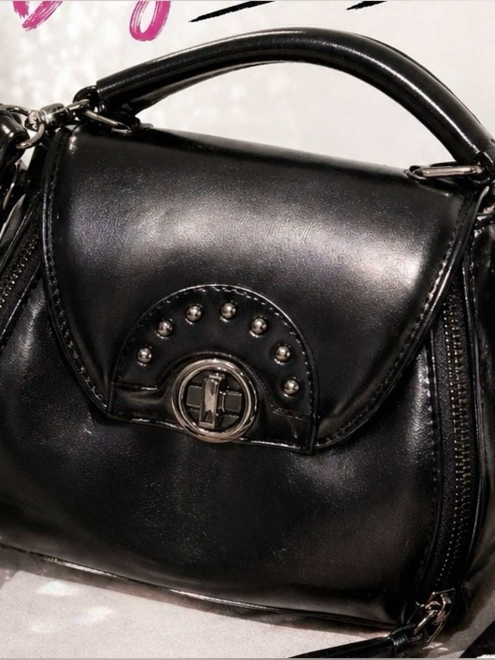 Black Mini Crossbody Bag with Stud Details